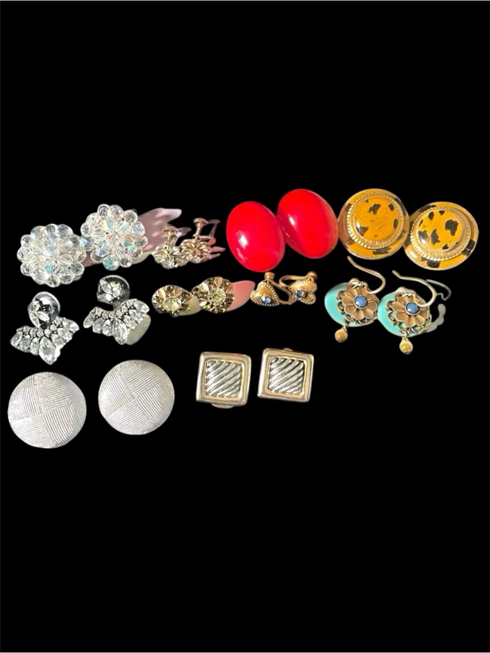 Vintage Earring Lot Monet Napier Trifari Avon Gold Tone Silver Tone 10 Pair